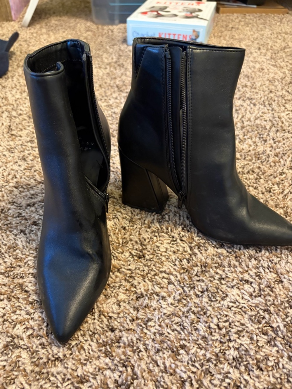 Target Black Pointed Toe Block Heel Ankle Boots